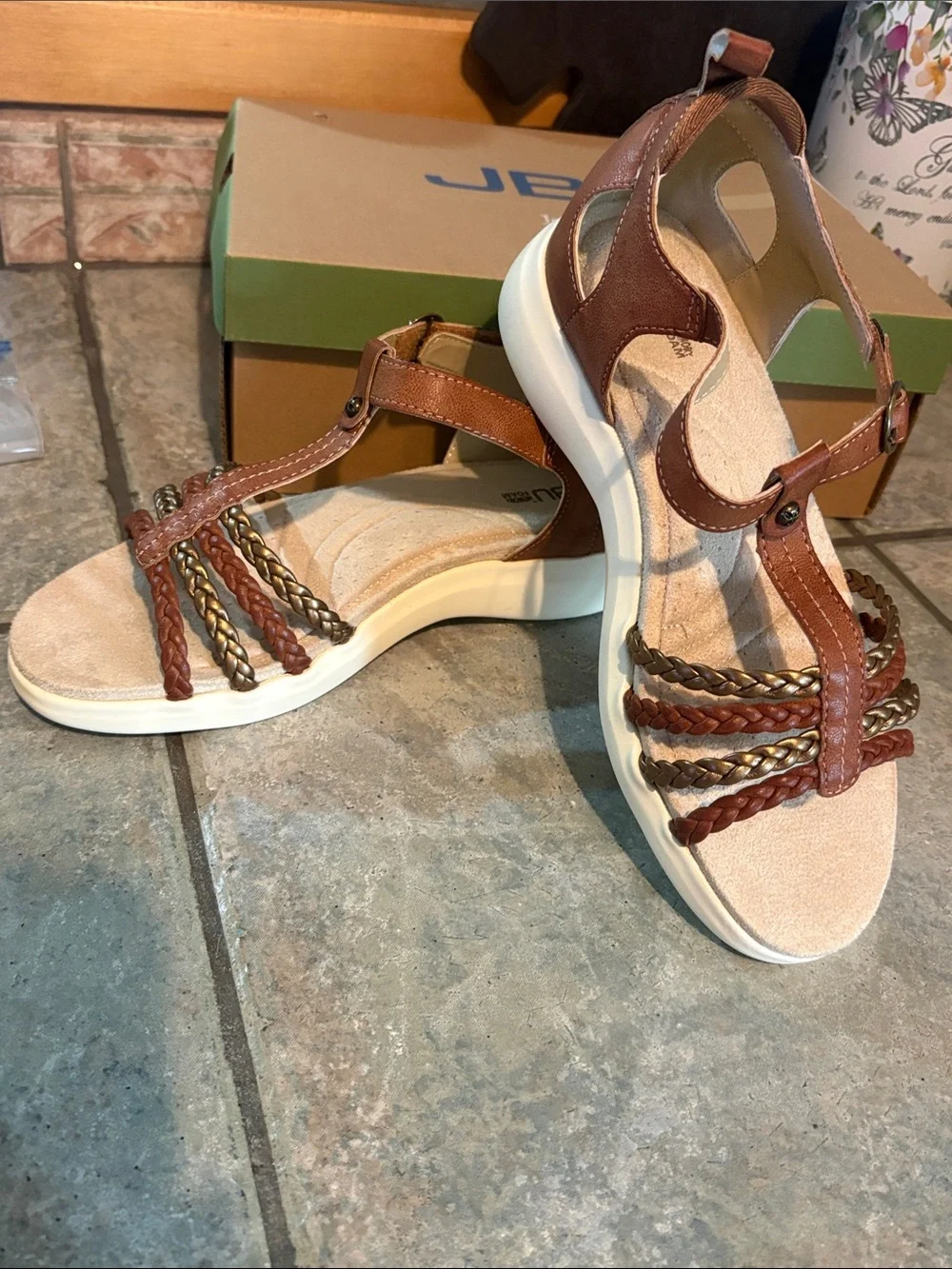 JBU Prague Brown and Bronze Women's Wedge Sandals